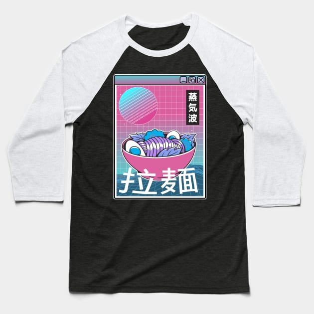 Vaporwave Ramen 90s Retrowave Sunset Pastel Goth Baseball T-Shirt by Kuehni